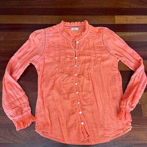 Faherty Willa Top in orange Organic Cotton Sz Small